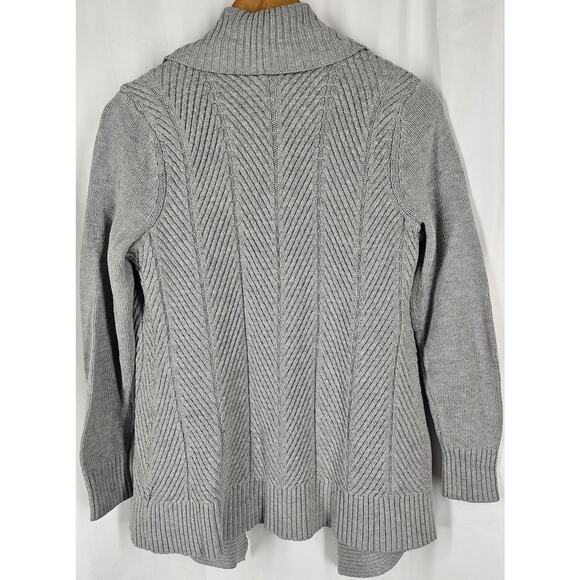 CHARTER CLUB WOMEN'S KNIT GRAY CARDIGAN SWATER SIZE PETITE MEDIUM - Picture 2 of 8